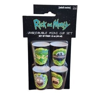 Rick and Morty Colorful "Unbreakable" Mini Cups NEW Shot Cups Set of 4 (1.5oz)